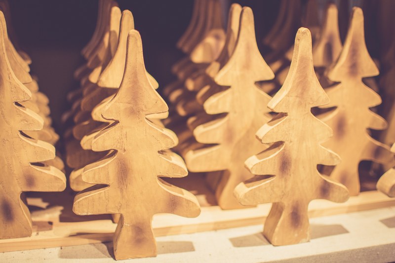 december wood tree and holiday 4k