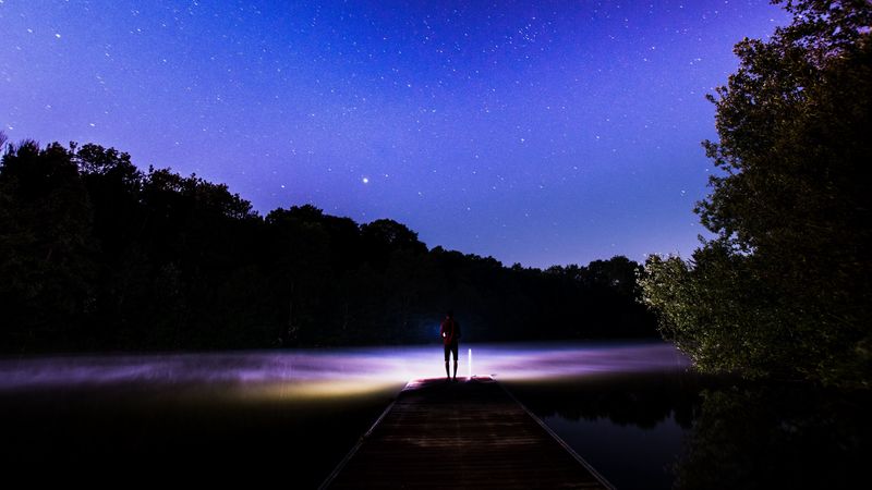 starry sky, silhouette, stars, night, fog, 4k