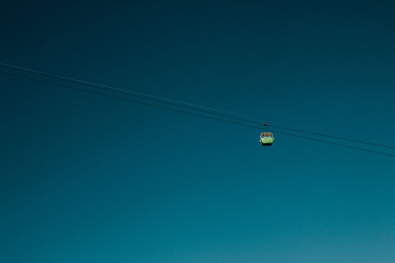 blue sky cable car cable and line 4k