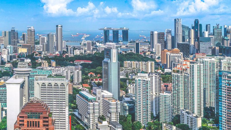 singapore, skyscrapers, architecture, 4k
