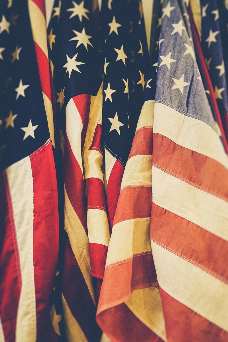 faded american flags, faded american flags 4k