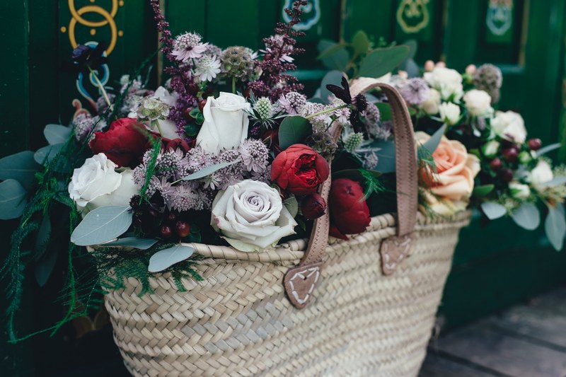 a large basket full of magnificent flowers of various types, impressive flower basket 4k