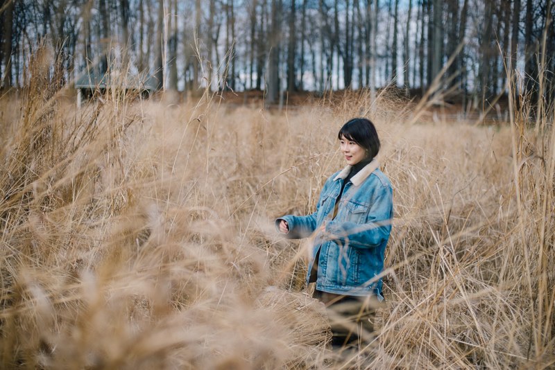 grass woman forest and reed 4k