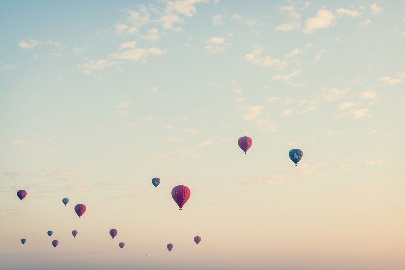 several hot air balloons with different colors flying into the sky in old began, _balloons over bagan 4k
