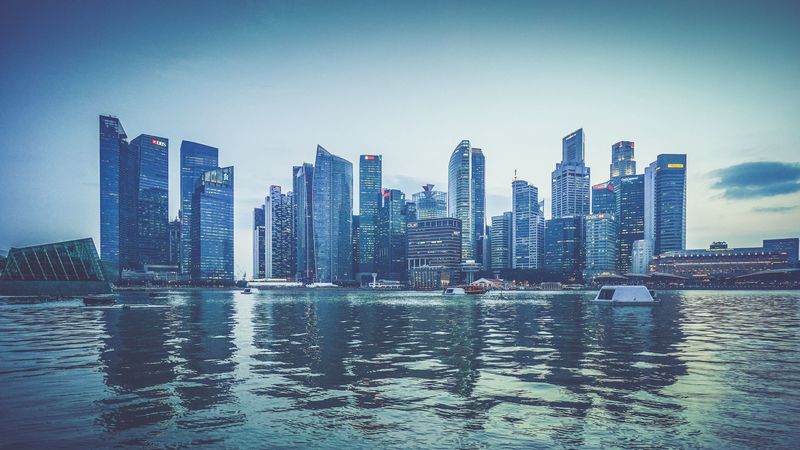 singapore, skyscrapers, shore, architecture, 4k