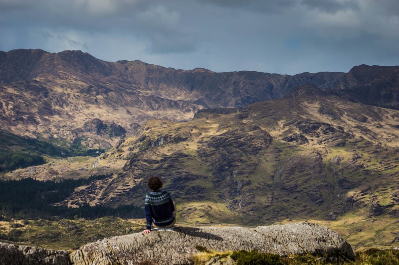 mountain rock grass and mountain range 4k