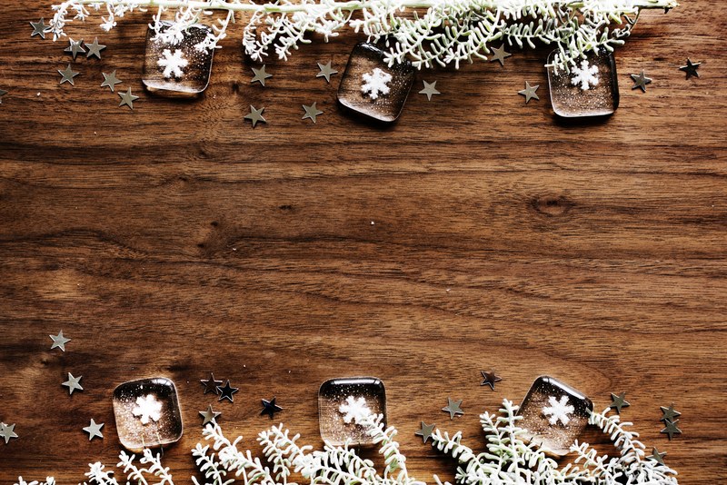 flatlay snowflake stars and foliage 4k
