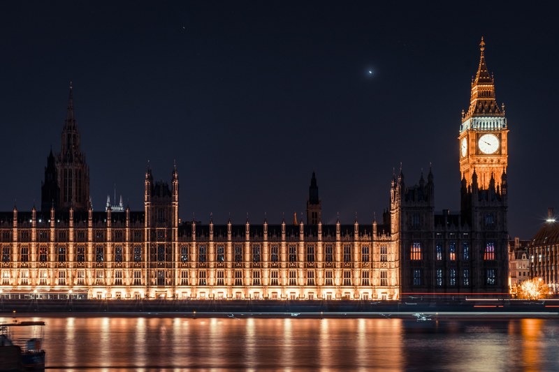 the houses of parliament and big ben in london lit up on an evening, houses of parliament at night 4k
