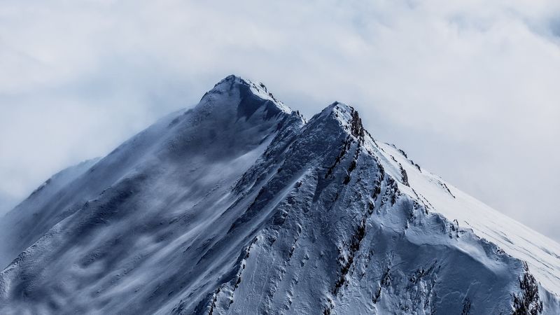 mountains, peaks, snow, 4k