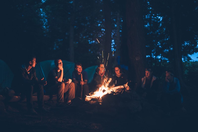 fire camping campfire and group 4k