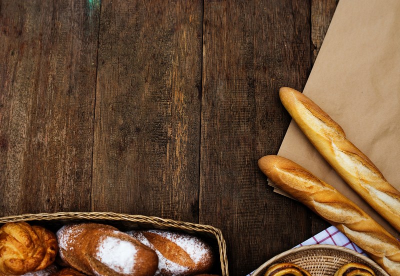 bread loaf baguette and basket 4k