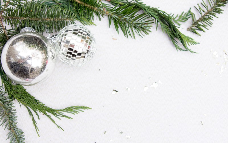 green greenery silver and christma 4k