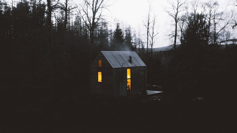 ballater, national park, house, light, forest, 4k