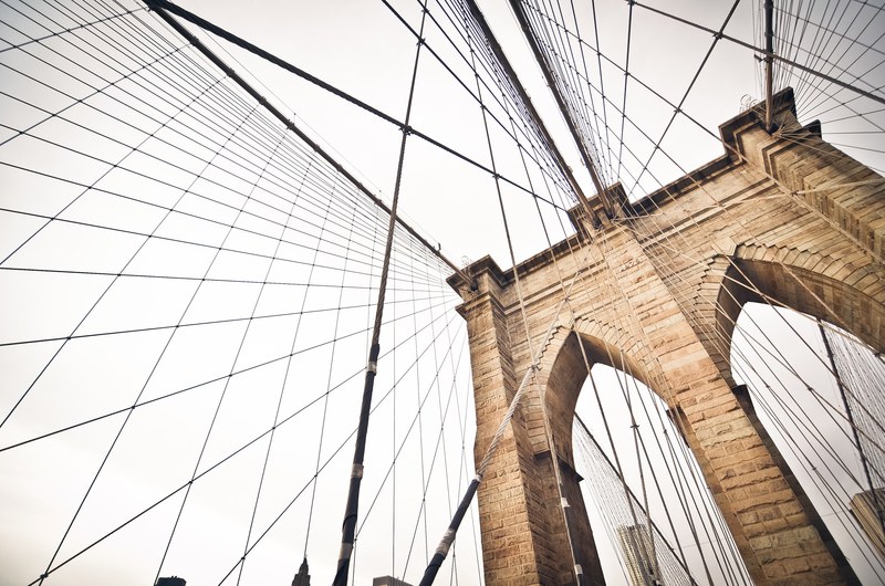 steel wires in the brooklyn bridge in new york, steel suspension bridge wires 4k