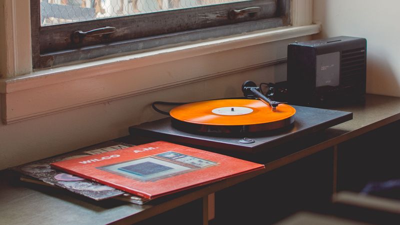 vinyl record player, record, retro, 4k