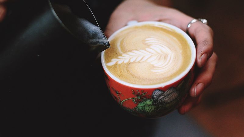 coffee, cappuccino, pattern, milk, 4k