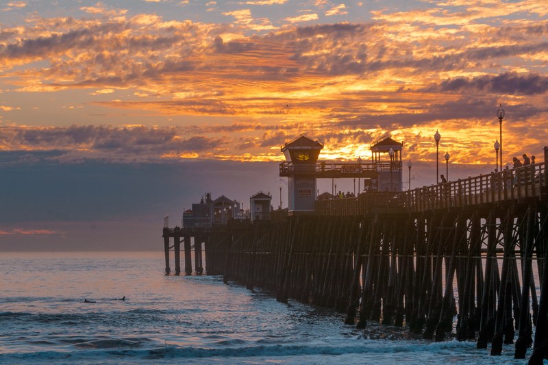 fiery sunset on the pier 4k