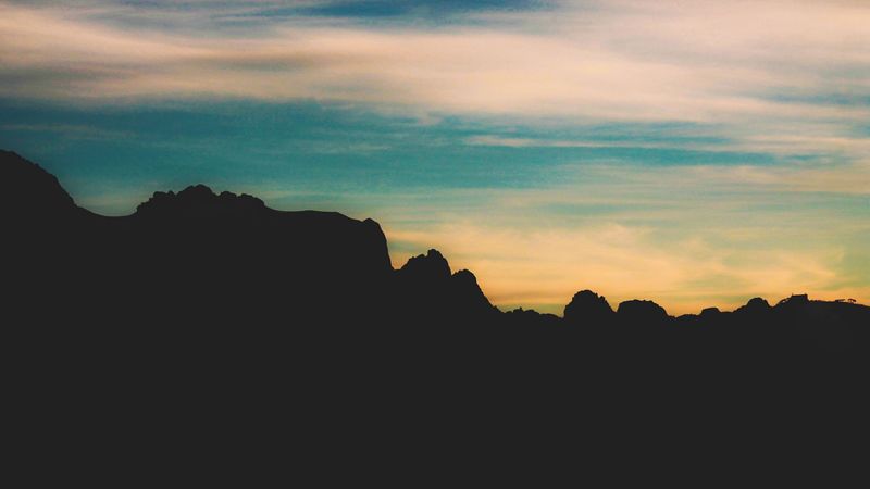 rocks, mountains, sky, clouds, 4k