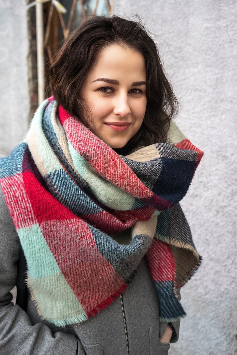 scarf smile female and portrait hd, 4k