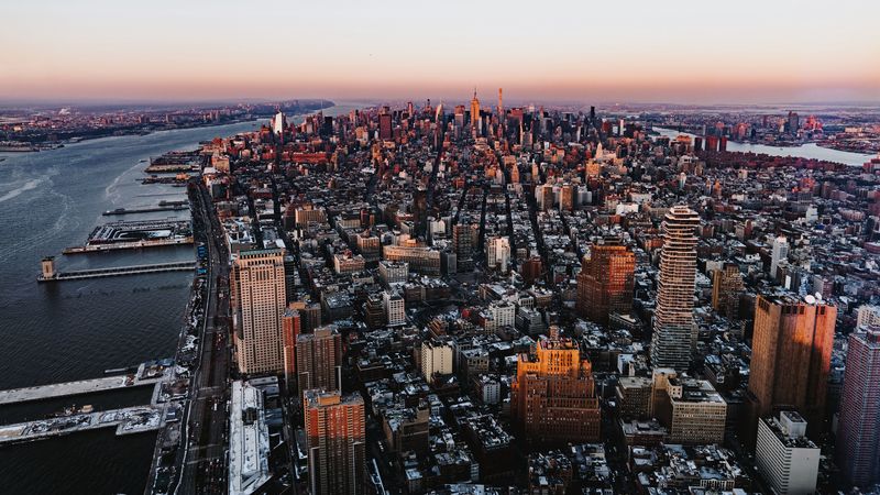 skyscrapers, metropolis, top view, 4k