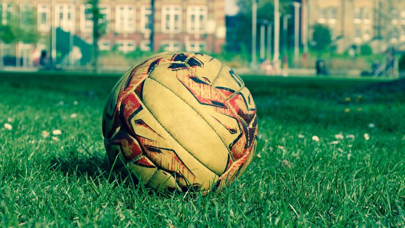 soccer ball, field, grass, lawn, 4k