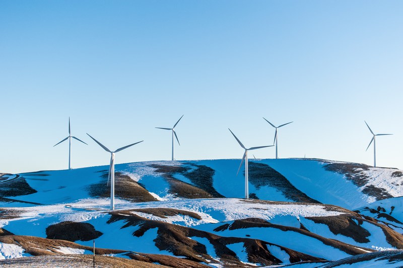wind farm wind turbine mountain and hill 4k