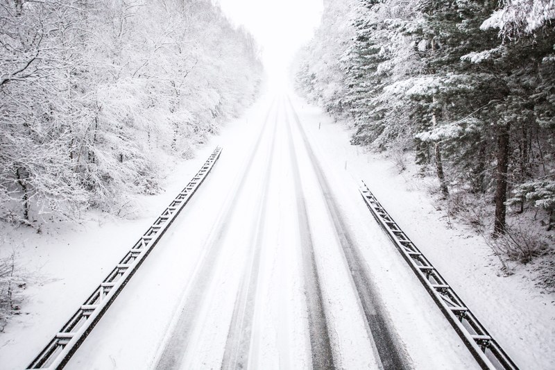 snow road snowing and winter 4k