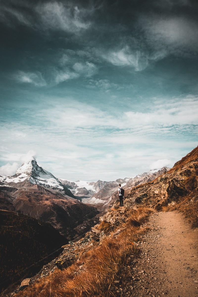 mountain snow peak and path hd, 4k