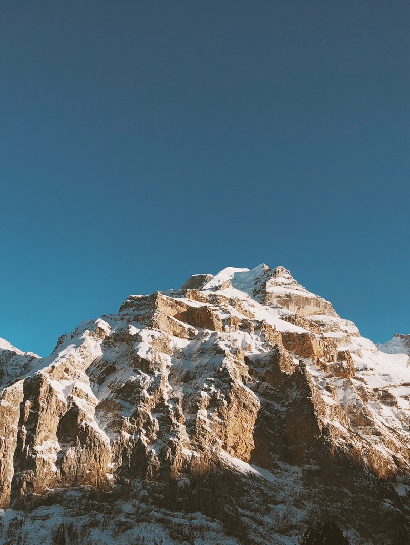 mountain rock cliff and snow hd, 4k