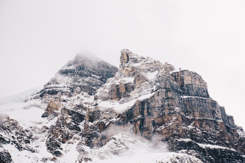 mountain rock snow and cliff 4k