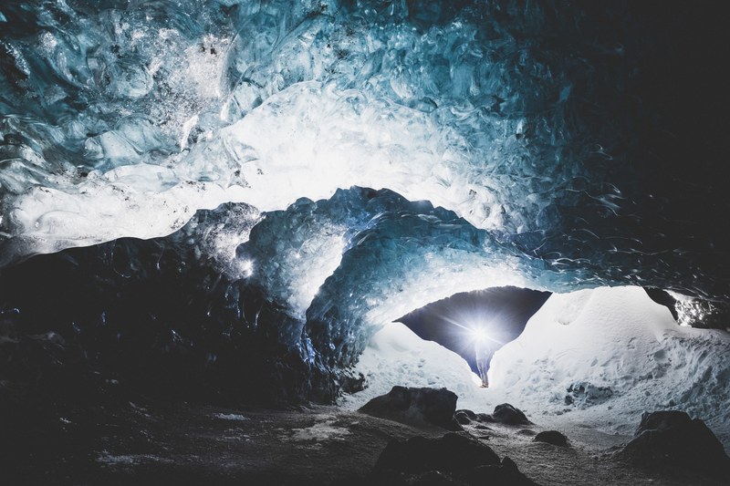 glacier cave iceland and ice cave 4k