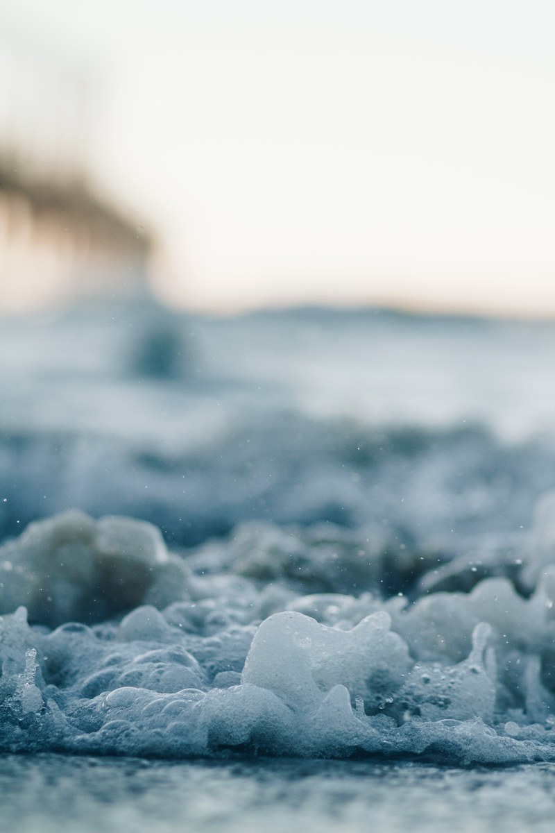 macro shot of the ocean foam at surfers paradise, 6am surfers paradise 4k