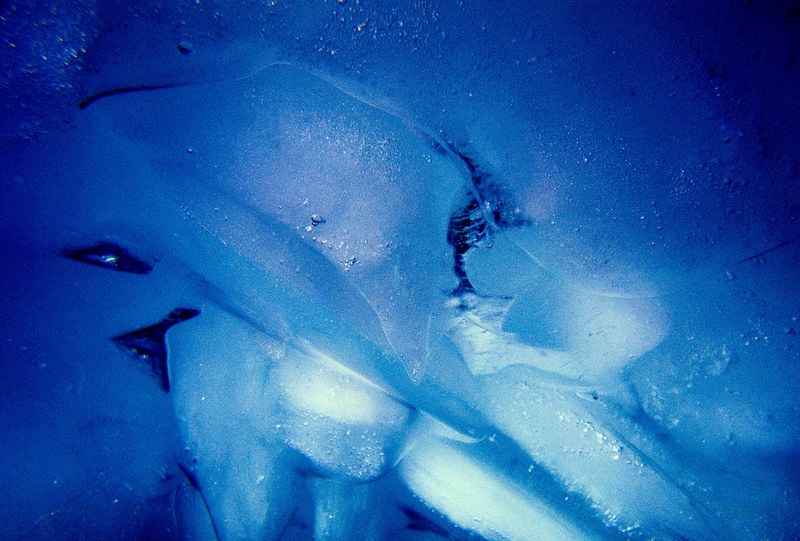 lake ice from below underice sculpture below the ice and underice scene 4k