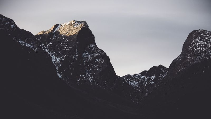 mountains, peaks, snow, 4k