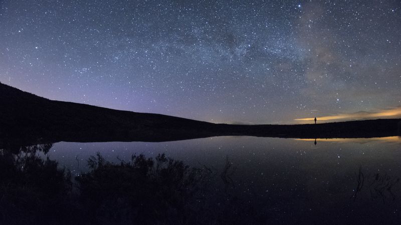 starry sky, night, lake, 4k