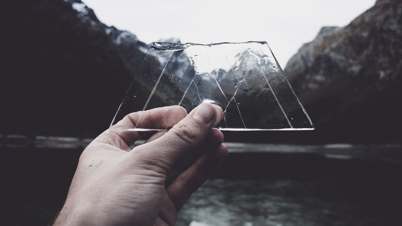 ice, hand, mountains, lake, 4k