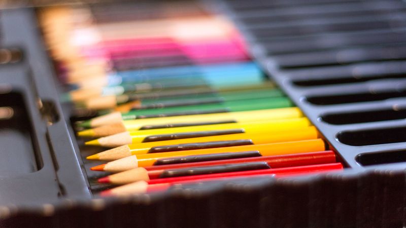 colored pencils, set, multicolored, 4k