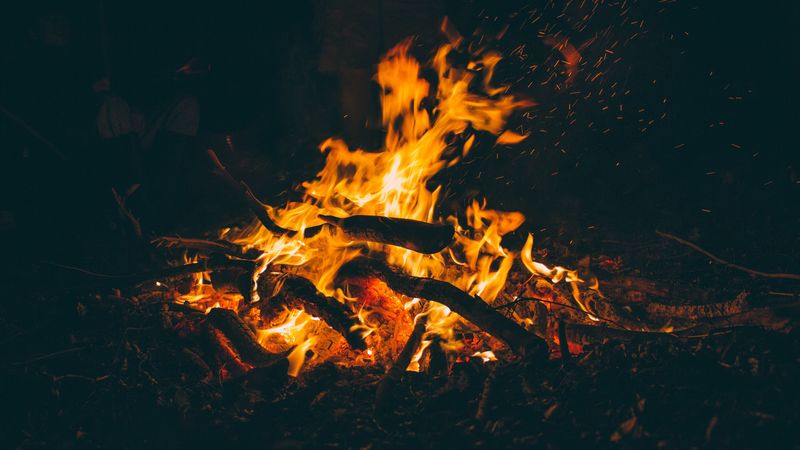 fire, firewood, ash, 4k