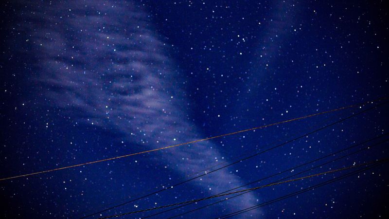 starry sky, wires, night, 4k