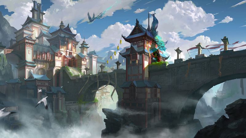 bridge, peacock, architecture, art, 4k