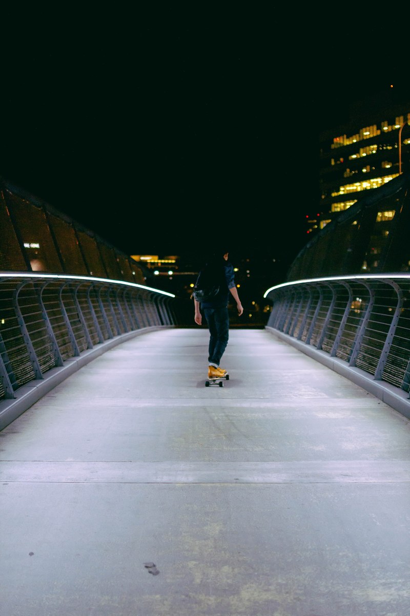 bridge night skateboard and skateboarding hd, 4k