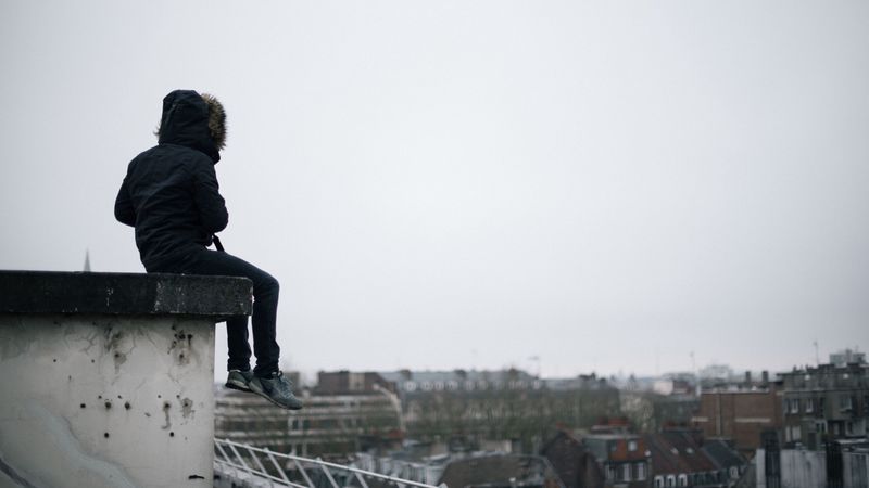 roof, man, loneliness, freedom, 4k