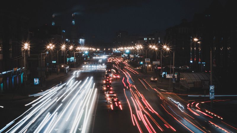 night city, traffic, road, 4k