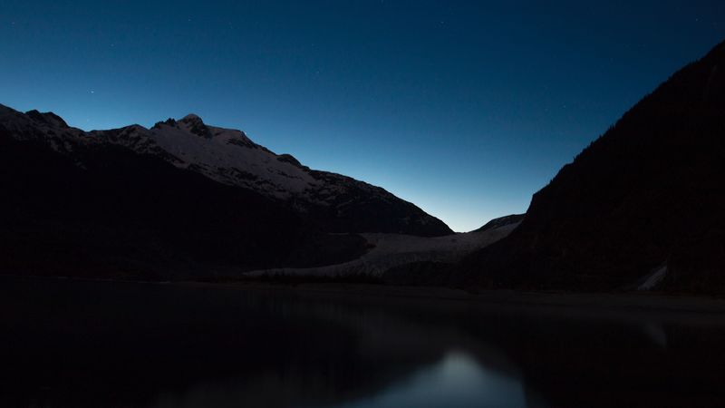 mountains, lake, night, 4k