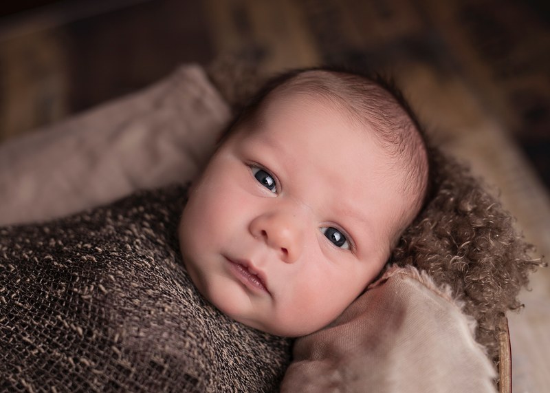 newborn baby swaddles in brown fabric blankets, newborn baby 4k