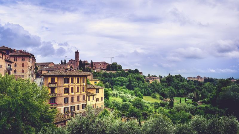 siena, italy, province, trees, buildings, 4k