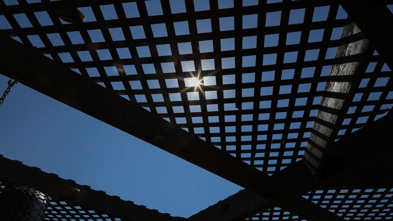 roof, grid, light, 4k