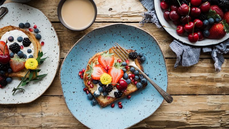 sandwich, berries, breakfast, 4k