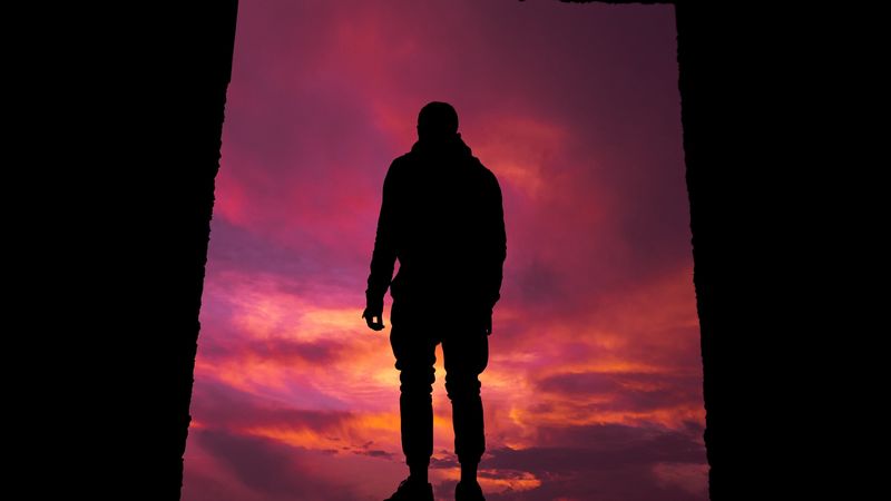 silhouette, sunset, lonely, loneliness, 4k