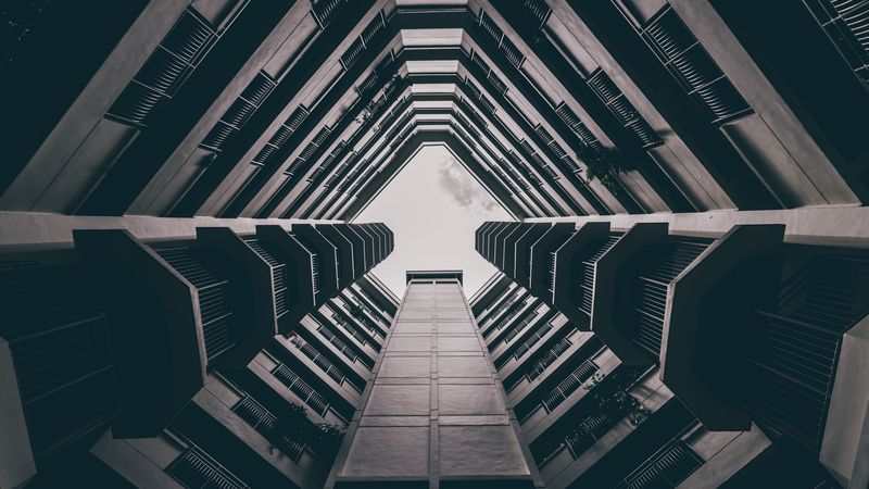 architecture, buildings, bottom view, 4k